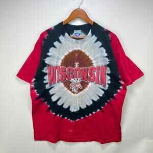 Vintage 90s Wisconsin Badgers Liquid Blue Tie Dye T Shirt XL